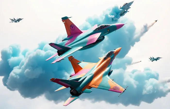 Fighter Aircraft Flying in the Sky 3D Cartoon Illustration image
